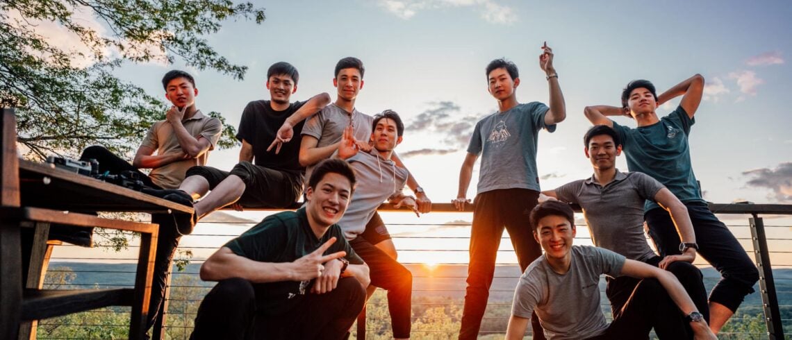 A group of young male dancers from Shen Yun Performing Arts