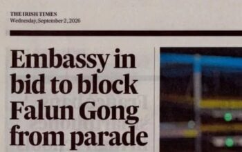 Sudut publikasi cetak The Irish Times pada 2 September 2026